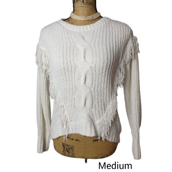 Juniors' Medium Sweater Chenille Fringe So Soft Crop Sweater Med NWOT - Picture 1 of 6
